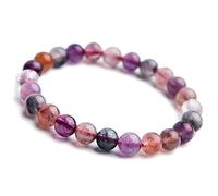 BNCXMO Cacoxénite naturelle colorée Auralite 23 Crystal Round Bead Woman Bracelet 7 mm