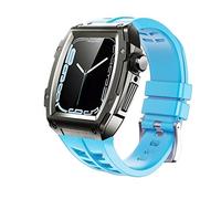 BNCXMO Cas de sangle de kit de modification pour bande 44 mm 45 mm en caoutchouc en acier inoxydable Bande de montre Iwatch Series 8 7 6 SE 5 Correa