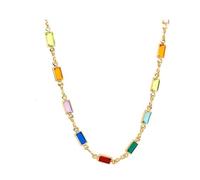 BNCXMO Chaîne de bracelet carrée ronde en cristal multicolore plaqué or au Brésil Collier double face en cristal rétro, taille unique, A
