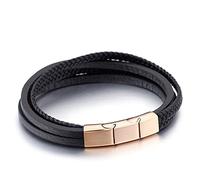 BNCXMO Charme bracelet de charme, bracelet extensible bracelets de chaîne byzantine pour hommes bracelets de poignet punk masculin en acier inoxydable avec fermoir magnétique cadeaux pour hommes