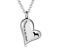 BNCXMO Collier d'urne de crémation pour cendres bijoux d'urne, pour toujours dans mon coeur en acier inoxydable sculpté en acier inoxydable pendentif pour les cendres