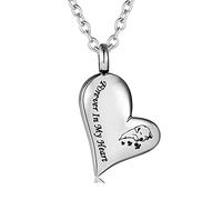 BNCXMO Collier d'urne de crémation pour cendres bijoux d'urne, pour toujours dans mon coeur en acier inoxydable sculpté en acier inoxydable pendentif pour les cendres
