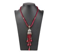 BNCXMO Collier Luxury Vintage Long Pendre Pendant Collier pour femmes Couleur d'or antique Turc Green Crystal Pull Indian, Collier