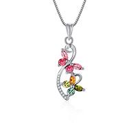 BNCXMO Colliers pour femmes filles exquise cristal S925 argent incrusté tourmaline pendentif pendentif papillon