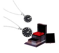 BNCXMO Colliers pour femmes filles horloge Collier Collier une paire de 925 pendentifs en argent sterling hommes et femmes Collier Fashion Clavicule Chaîne Colliers