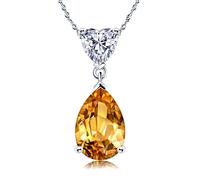 BNCXMO Colliers pour femmes filles tombe 2,6 Carats Collier pendentif citrine 925 Collier pendentif en argent sterling 18 '', bijoux pour femmes colliers de cou, colliers
