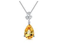 BNCXMO Colliers pour femmes Girls Lucky Citrine Clover Pendant 925 STERLING Silver Ladies Collier Marrie Classic Pendant Choker Colliers