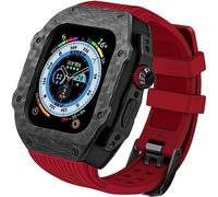 BNCXMO Étui de montre de luxe en fibre de carbone et bracelet de montre fluo, pour Ultra série Ultra 49 mm, kit de bracelet de montre RM Style Mod en caoutchouc fluorescent, pour IWatch Series 8 Ultra