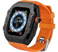 BNCXMO Étui de montre de luxe en fibre de carbone et bracelet de montre fluo, pour Ultra série Ultra 49 mm, kit de bracelet de montre RM Style Mod en caoutchouc fluorescent, pour IWatch Series 8 Ultra