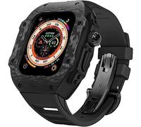 BNCXMO Étui de montre de luxe en fibre de carbone et bracelet de montre fluo, pour Ultra série Ultra 49 mm, kit de bracelet de montre RM Style Mod en caoutchouc fluorescent, pour IWatch Series 8 Ultra