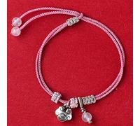 BNCXMO Feng Shui Wealth Bracelet Amulet Ruyi Lock Long Life Lock Ichthyosaur Pendant Bracelet tissé Ajustement obsidien Cinnabar White Agate White Quartz Perles