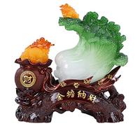 BNCXMO Grands Ornements Ornements Feng Shui Ornement Ornement Cabbage avec Une Sculpture de Grenouille d'argent, Attirer la Richesse et la Bonne Chance Decoration Gift for Family Office