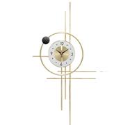 BNCXMO Horloges murales en métal 16x25inch, entourée de Stars Design Horloge de Quartz Non tic-tac, horloges murales de décoration pour Le Salon et la Maison