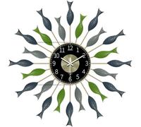 BNCXMO Horloges murales en métal de 26 Pouces, Conception du Soleil de Conception Grande Horloge Murale Montres murales silencieuses Horloge de décoration Non coche pour Salon et Maison