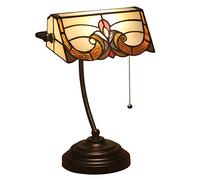BNCXMO Lampe de Lampe de banquier Lampe de la Lampe à vitrail Baroque Traditionnelle des Lampes de Bureau avec Un luminaire de chaîne de Traction, Base de Zinc Antique pour Le Bureau du Salon
