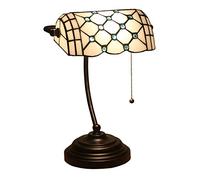 BNCXMO Lampe de Lampe de banquier Lampe de la Lampe à vitrail Baroque Traditionnelle des Lampes de Bureau avec Un luminaire de chaîne de Traction, Base de Zinc Antique pour Le Bureau du Salon