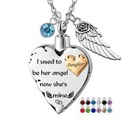 BNCXMO Le collier de crémation du cœur pour les cendres est livré avec un collier d'urne d'ange ange avec 12 PC Standon - J'étais son ange, maintenant il/elle est à moi