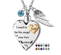BNCXMO Le collier de crémation du cœur pour les cendres est livré avec un collier d'urne d'ange ange avec 12 PC Standon - J'étais son ange, maintenant il/elle est à moi