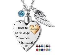 BNCXMO Le collier de crémation du cœur pour les cendres est livré avec un collier d'urne d'ange ange avec 12 PC Standon - J'étais son ange, maintenant il/elle est à moi