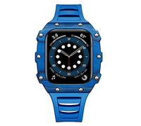 BNCXMO Luxury pour le kit de modification du boîtier de bande 45 mm 44 mm 41 mm 40 mm en fibre de carbone Sangle de case en céramique pour iwatch 8 7 6 SE 5 4 SE (couleur: rose bleu, taille: 44 mm)