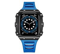 BNCXMO Luxury pour le kit de modification du boîtier de bande 45 mm 44 mm 41 mm 40 mm en fibre de carbone Sangle de case en céramique pour iwatch 8 7 6 SE 5 4 SE (couleur: rose bleu, taille: 44 mm)