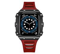 BNCXMO Luxury pour le kit de modification du boîtier de bande 45 mm 44 mm 41 mm 40 mm en fibre de carbone Sangle de case en céramique pour iwatch 8 7 6 SE 5 4 SE (couleur: rose bleu, taille: 44 mm)