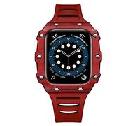 BNCXMO Luxury pour le kit de modification du boîtier de bande 45 mm 44 mm 41 mm 40 mm en fibre de carbone Sangle de case en céramique pour iwatch 8 7 6 SE 5 4 SE (couleur: rose bleu, taille: 44 mm)