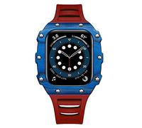 BNCXMO Luxury pour le kit de modification du boîtier de bande 45 mm 44 mm 41 mm 40 mm en fibre de carbone Sangle de case en céramique pour iwatch 8 7 6 SE 5 4 SE (couleur: rose bleu, taille: 44 mm)