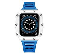 BNCXMO Luxury pour le kit de modification du boîtier de bande 45 mm 44 mm 41 mm 40 mm en fibre de carbone Sangle de case en céramique pour iwatch 8 7 6 SE 5 4 SE (couleur: rose bleu, taille: 44 mm)