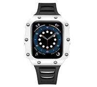 BNCXMO Luxury pour le kit de modification du boîtier de bande 45 mm 44 mm 41 mm 40 mm en fibre de carbone Sangle de case en céramique pour iwatch 8 7 6 SE 5 4 SE (couleur: rose bleu, taille: 44 mm)