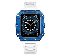 BNCXMO Luxury pour le kit de modification du boîtier de bande 45 mm 44 mm 41 mm 40 mm en fibre de carbone Sangle de case en céramique pour iwatch 8 7 6 SE 5 4 SE (couleur: rose bleu, taille: 44 mm)