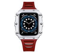 BNCXMO Luxury pour le kit de modification du boîtier de bande 45 mm 44 mm 41 mm 40 mm en fibre de carbone Sangle de case en céramique pour iwatch 8 7 6 SE 5 4 SE (couleur: rose bleu, taille: 44 mm)