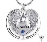 BNCXMO Pas plus à mes côtés, mais pour toujours dans mon cœur en acier inoxydable Memorial Cremation Urn Pendants Collier pour cendres - Grand-mère