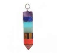 BNCXMO Pierre Naturel 7 Chakra Pendant Dowsing Natural Pendule Colliers Arc-en-Ciel en Couches Spiritue-E-3 sans chaîne