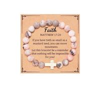 BNCXMO Premiers cadeaux de communion Faith Cross Bracelet Cadeaux chrétiens pour les femmes Guérir Crystal Natural Stone Cross Bracelet Confirmation Cadeaux
