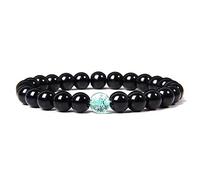 BNCXMO ProLEZAS Bracelets en agée noire de 8 mm faits à la main de 8 mm et 8 mm Fashion Green Crystal Stone Stretch Bracelets de bracelets pour femmes Men couple Cadeau décontracté simple