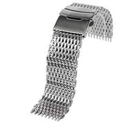 BNCXMO Sangle de montre argent 18 mm / 20 mm / 22 mm / 24 mm bracelet de bracelet de sangle de montée en maille en acier inoxydable (taille: 22 mm)