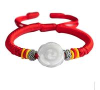 BNCXMO Wukou Feng Shui Amulet Natural Authentic Jade Rose Lucky Charm Bracelet chinois de corde rouge Luck Charm Red Grow