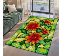 Bnehwogu Kit Tapis Point Noué à Faire, Kits de Crochet de Loquet, Latch Hook Kit de Tapisserie, Tapis Noué à Nouer Soi-Même Kits pour Adultes Débutants, Point de Croix 61 x 87 cm