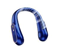 BNEI Ventilateur de Cou Portable, Rechargeable et Silencieux, avec Flux d'air à 360° et 5 Vitesses, idéal pour Les Voyages, Le Bureau et Le Sport. Bleu/Blanc/Vert (Blue)