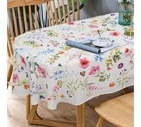 Bnejvif Nappe Ovale à Motif Floral printanier, Moderne, pour intérieur/extérieur, imperméable, Infroissable, Durable, pour Tables ovales, 137 x 182,9 cm