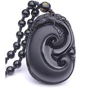 BNfthRT Collier pendentif en obsidienne naturelle PiXiu for hommes et femmes