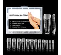 BNG 120pcs Clair Double SystèMe De Formes D'Ongles, Large Kit D'Extension Capsule Poly Ongle Gel, Double Formes Professionnels De 12 Tailles Pour La Construction Rapide D'Ongles En Gel, Forme R