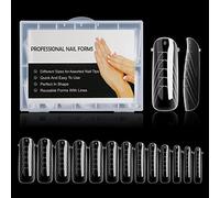 BNG 130pcs Clair Double SystèMe De Formes D'Ongles, Large Kit D'Extension Capsule Poly Ongle Gel, Double Formes Professionnels De 12 Tailles Pour La Construction Rapide D'Ongles En Gel, Forme N