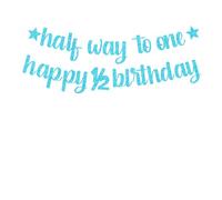 bng-bng Bannière Half Way To One pour bébé garçon de 6 mois - Décorations de fête d'anniversaire « Happy 1/2 half Birthday » - Panneau de fête prénatale - Bleu