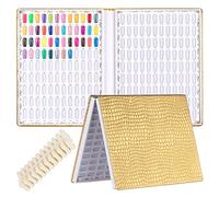 Bng Livre De PréSentation Professionnel Pour Ongles 216 Couleurs, Carte D'Affichage Pour Vernis à Ongles Gel, Livre En Cuir, Livret De 240 Faux Ongles, Or