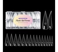 BNG TI15F Lot de 150 formes doubles pour gel de construction de gel, 15 tailles, double formes améliorées, style griffe de faucon, moule professionnel en gel polymère pour extension d'ongles en