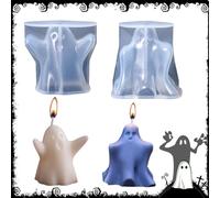 BNGXR 2 Pièces Moule à Bougie en Résine Époxy, Halloween Ghost Moule Silicone Bougie, DIY Resin de Coulée Époxy, Pour Fabrication de Savon, Aromathérapie, Cadeau (A+B)
