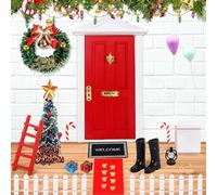 BNGXR 22 Pièces Porte Lutin de Noël, Rouge Lutin Farceur de Noël Accessoires Elfe Porte Magique Lutin Farceur Elfe de Noël Farceur Décoration de Noël avec Clés, Bandes Lumineuses, Ballon