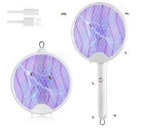 BNGXR 3 en 1 Raquette Anti Moustique Electrique, 3000V Raquette Pliable Rechargeable Moustique, 800mAh Raquette Insectes Protection de Maille 3 Couches avec USB-C pour Intérieur (2)